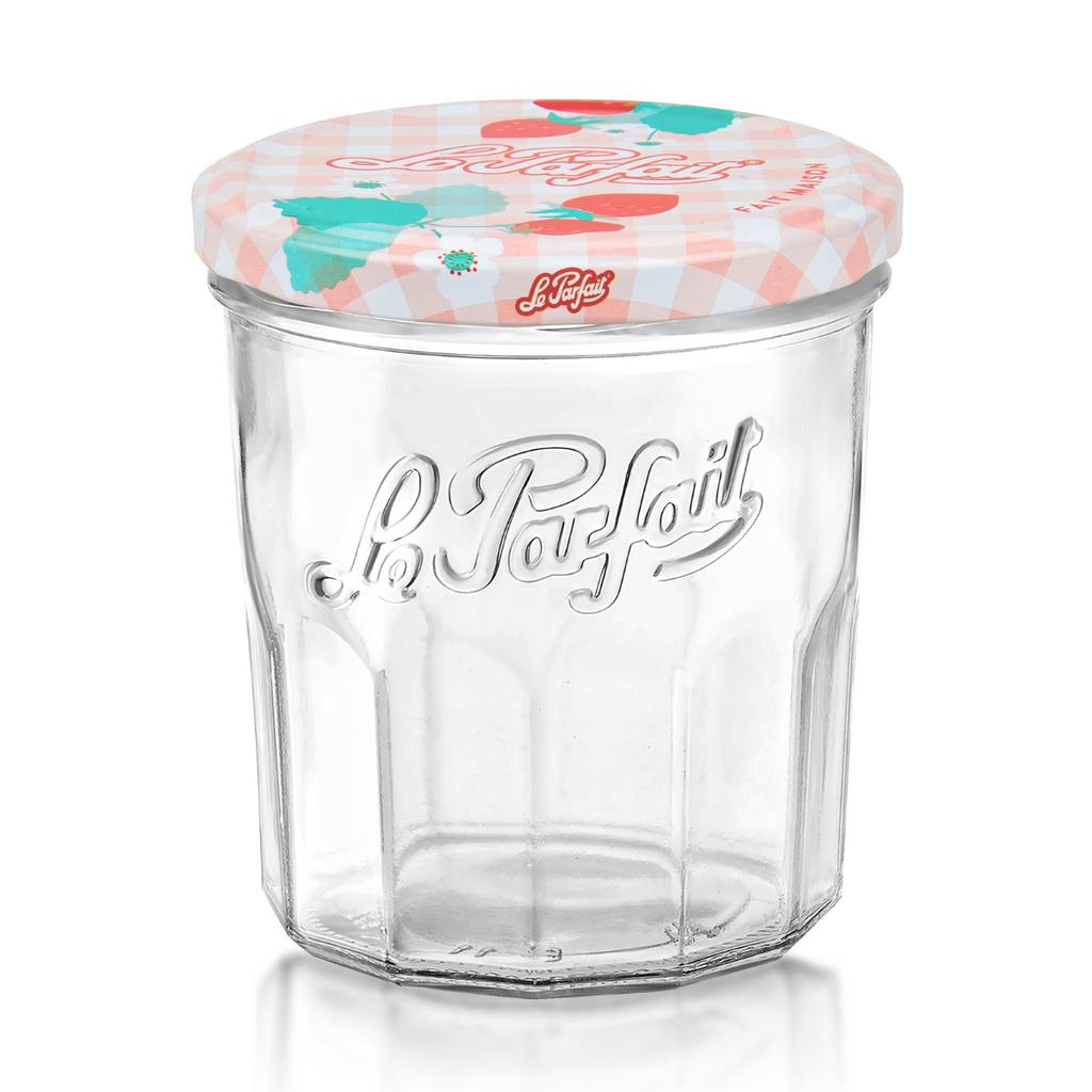 324ml French Jam Jar Faceted Jelly Glass W Metal Twist Lid
