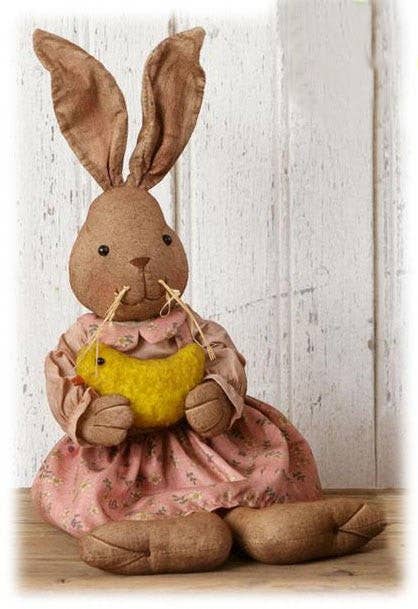 Plush Bunny Doll with Felt Chick - 18"