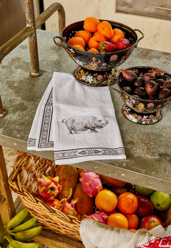 Black & White Emily Tea Towel On Hanger