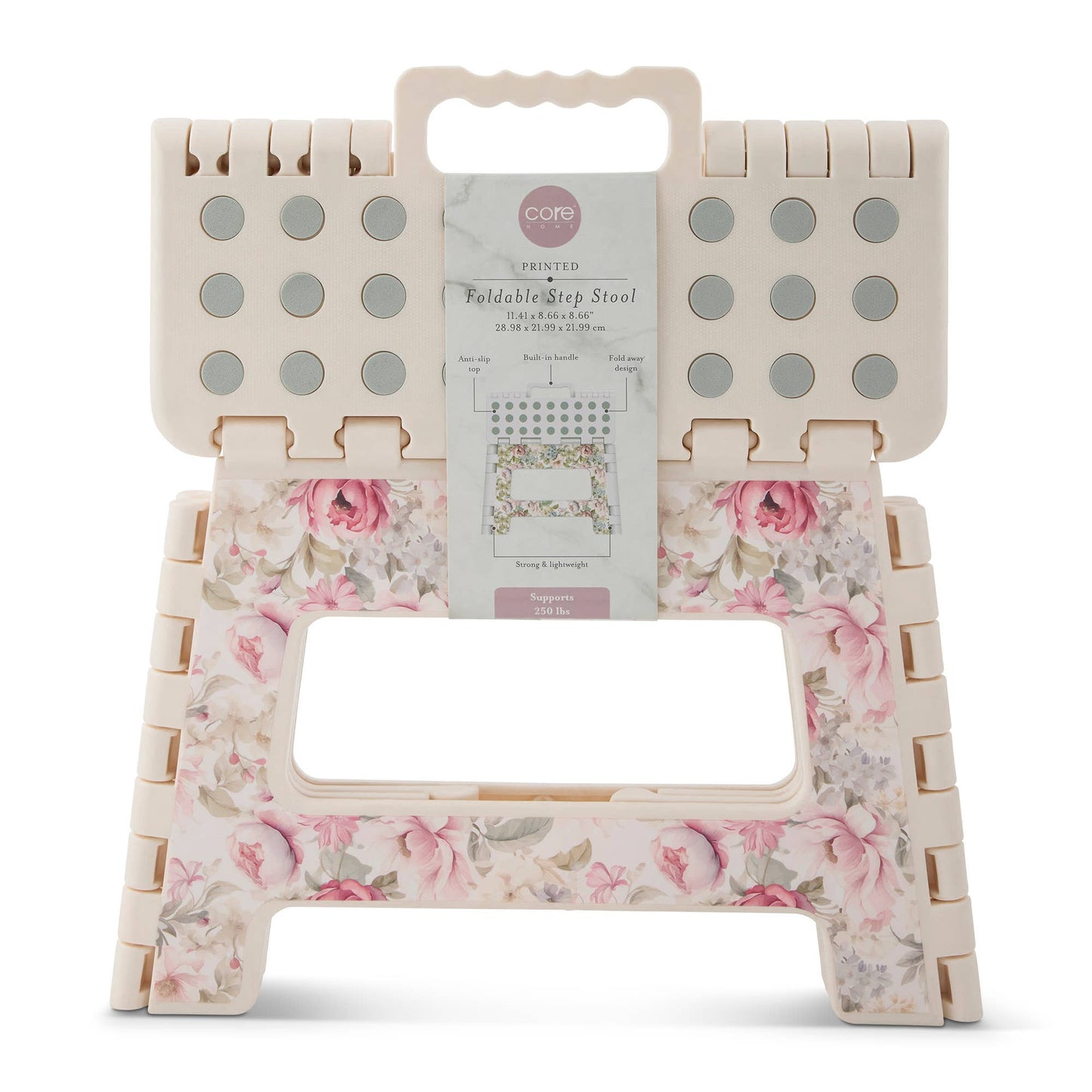 9" Printed Foldable Step Stool - Pink Botanical