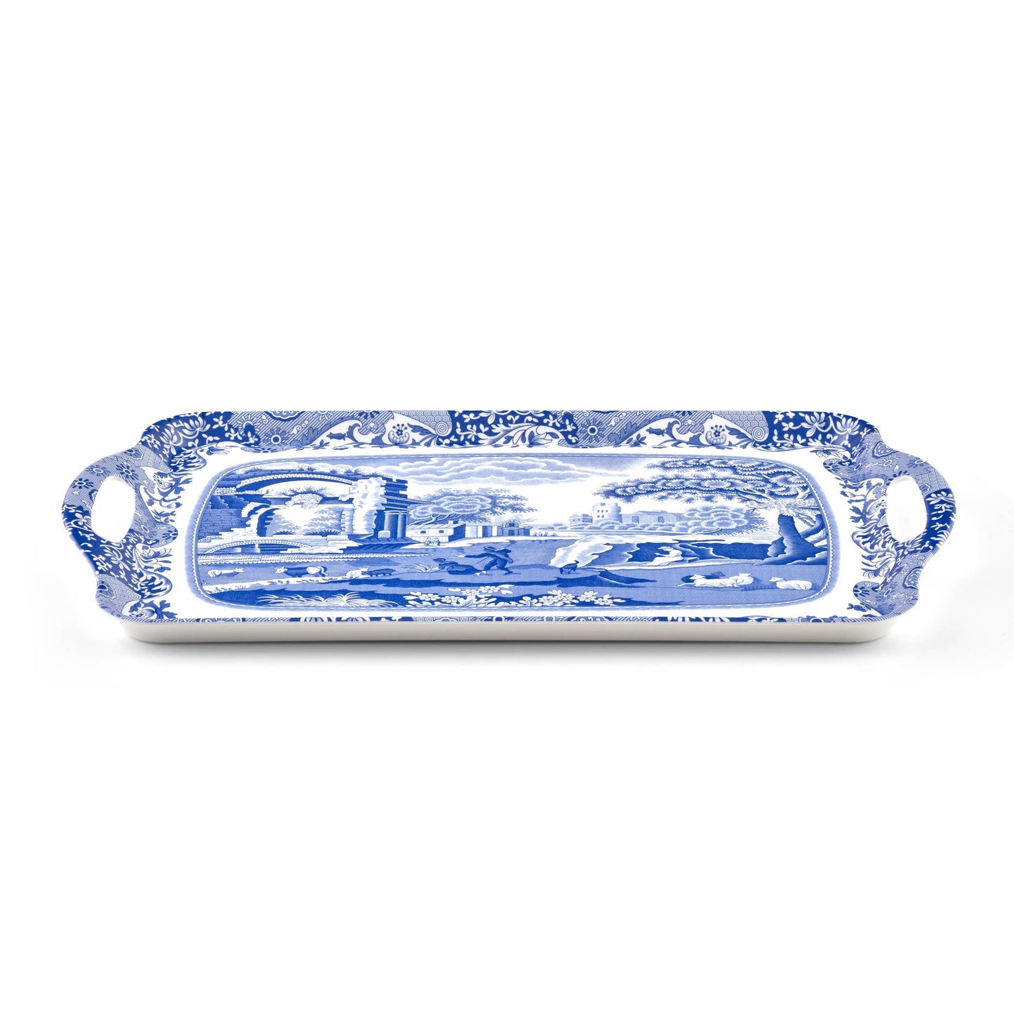 Blue Italian Large Melamine Handled Tray