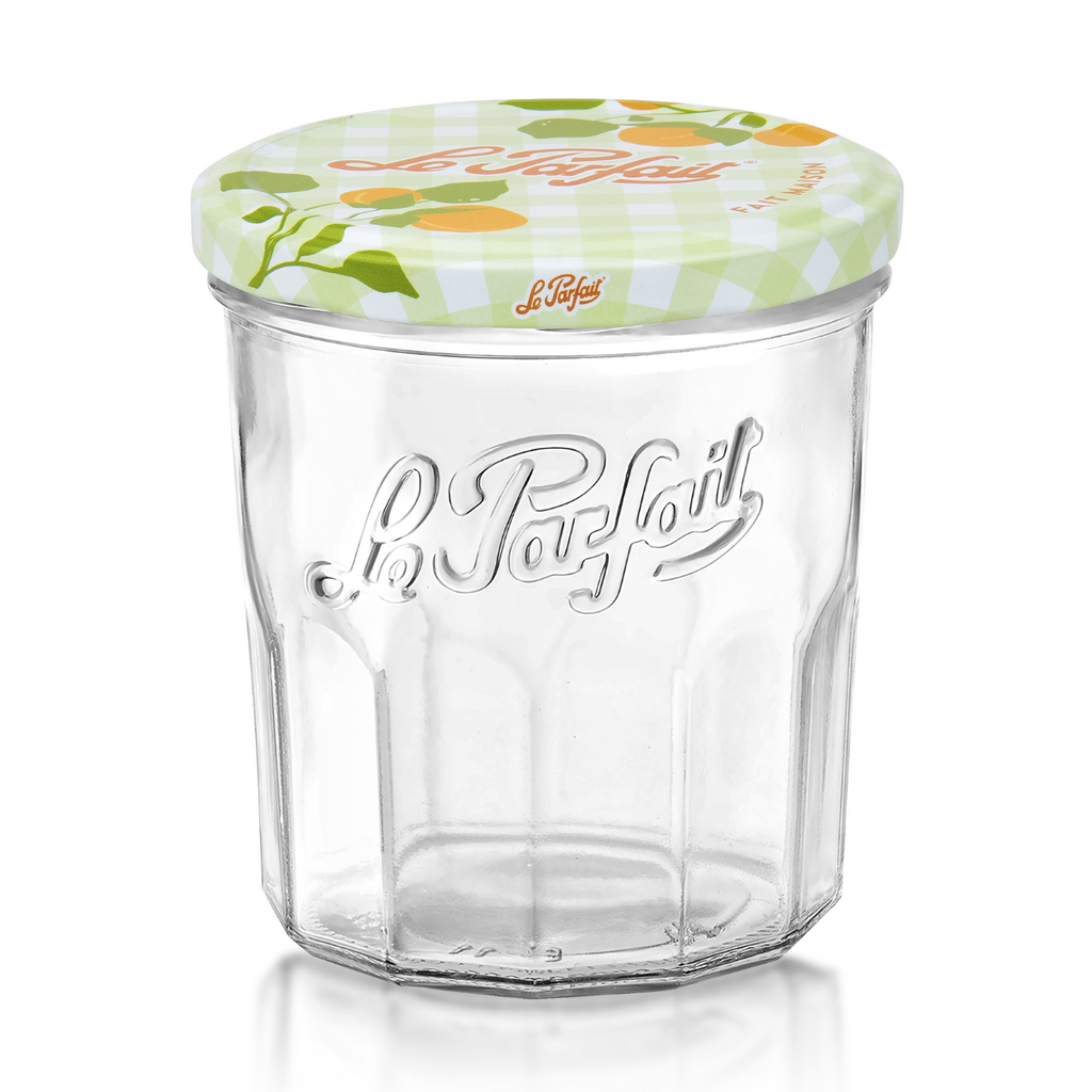 324ml French Jam Jar Faceted Jelly Glass W Metal Twist Lid