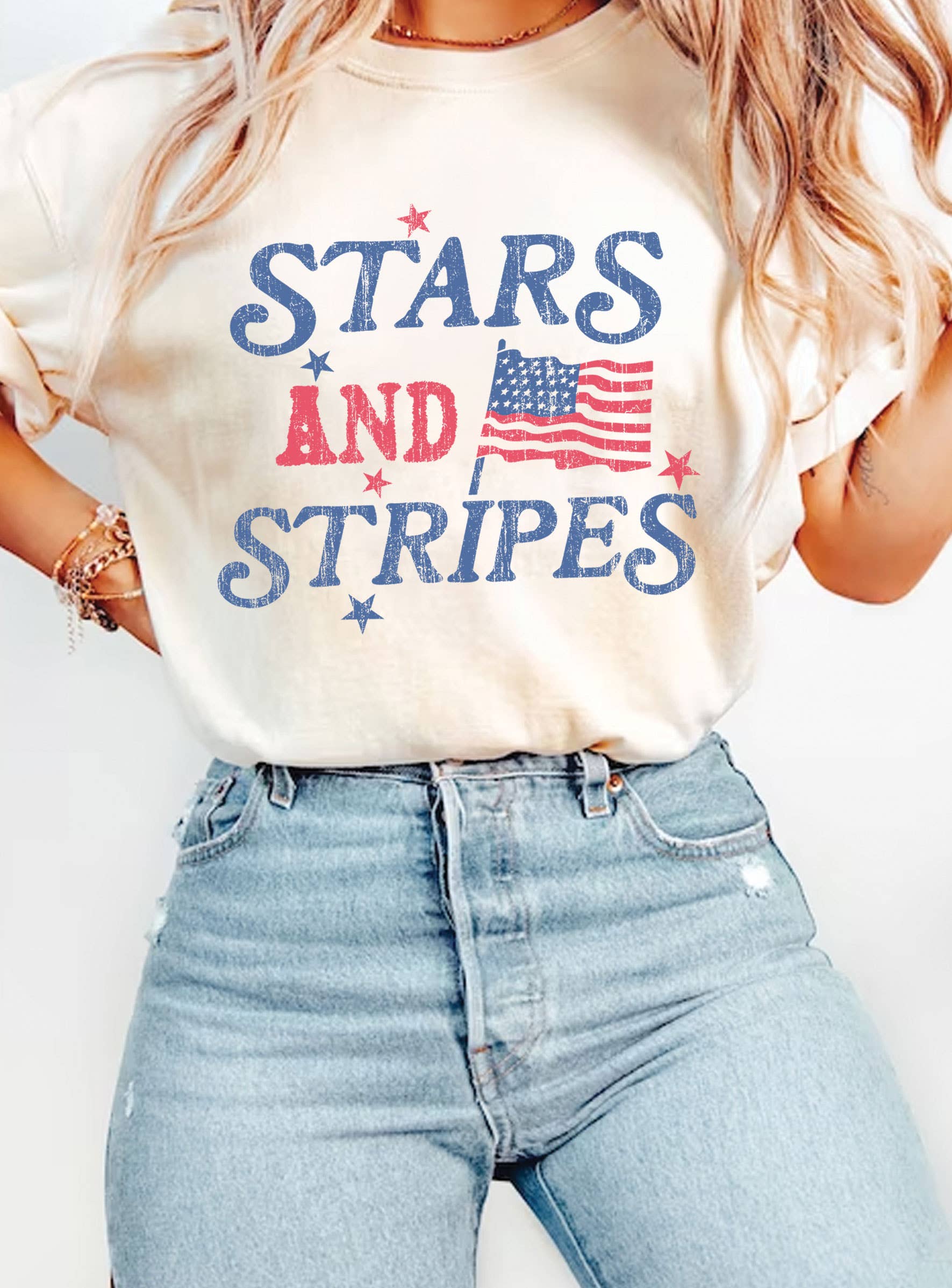 Stars And Stripes America Flag Graphic T-shirt