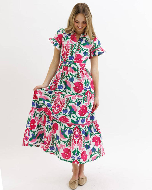 Bold Floral Print Maxi Spring Dress