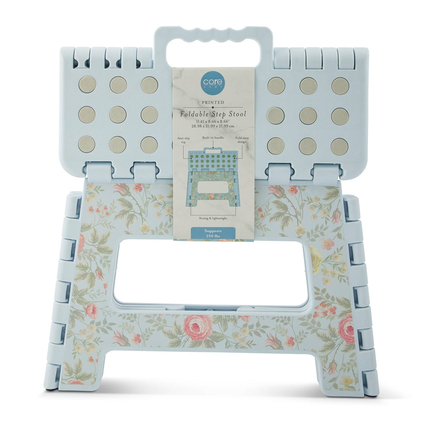 9" Printed Foldable Step Stool - Blue Botanical