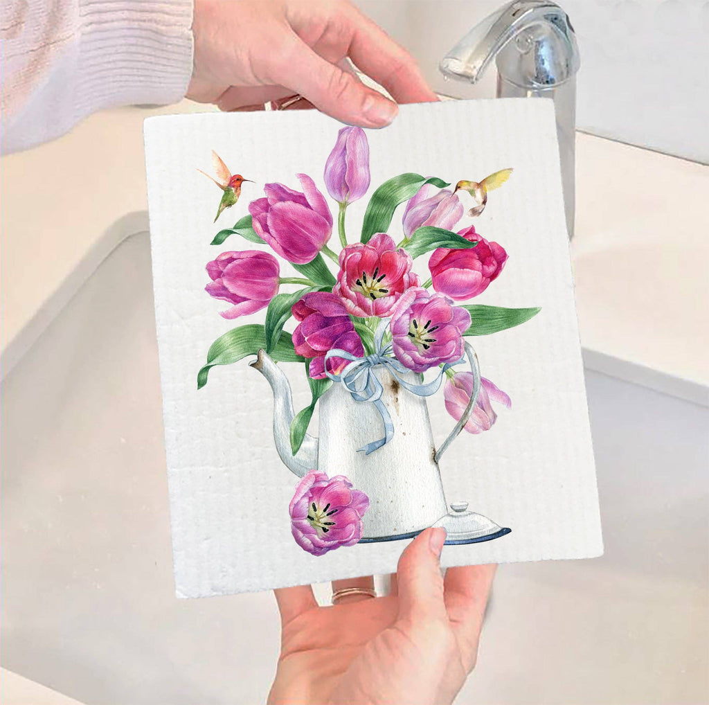 Swedish Cloth Spring Garden Tulips Hummingbirds