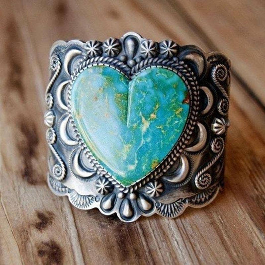 Turquoise Color Heart Vintage Style Ring