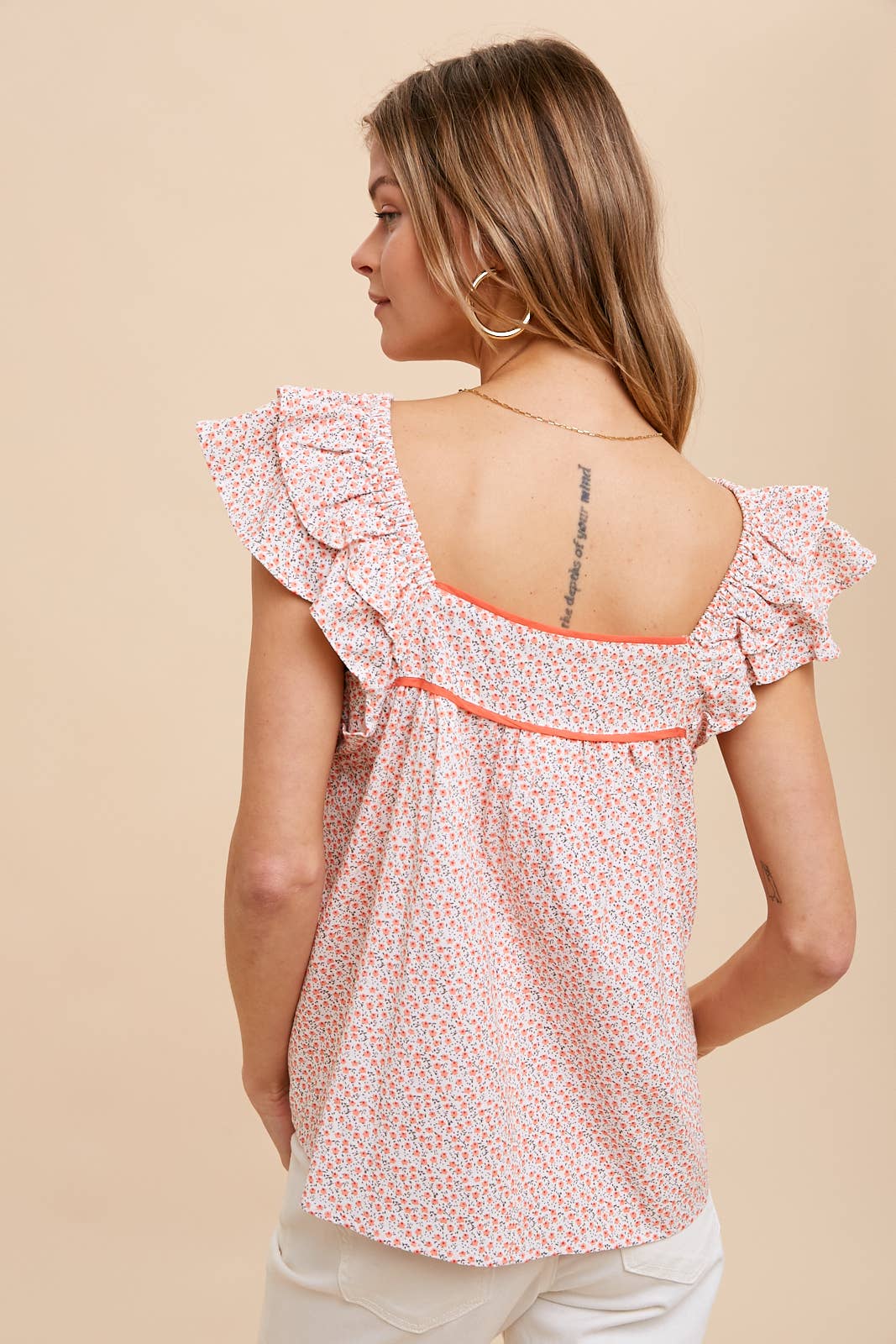 Lavender Ruffle Sleeve Cotton Blouse