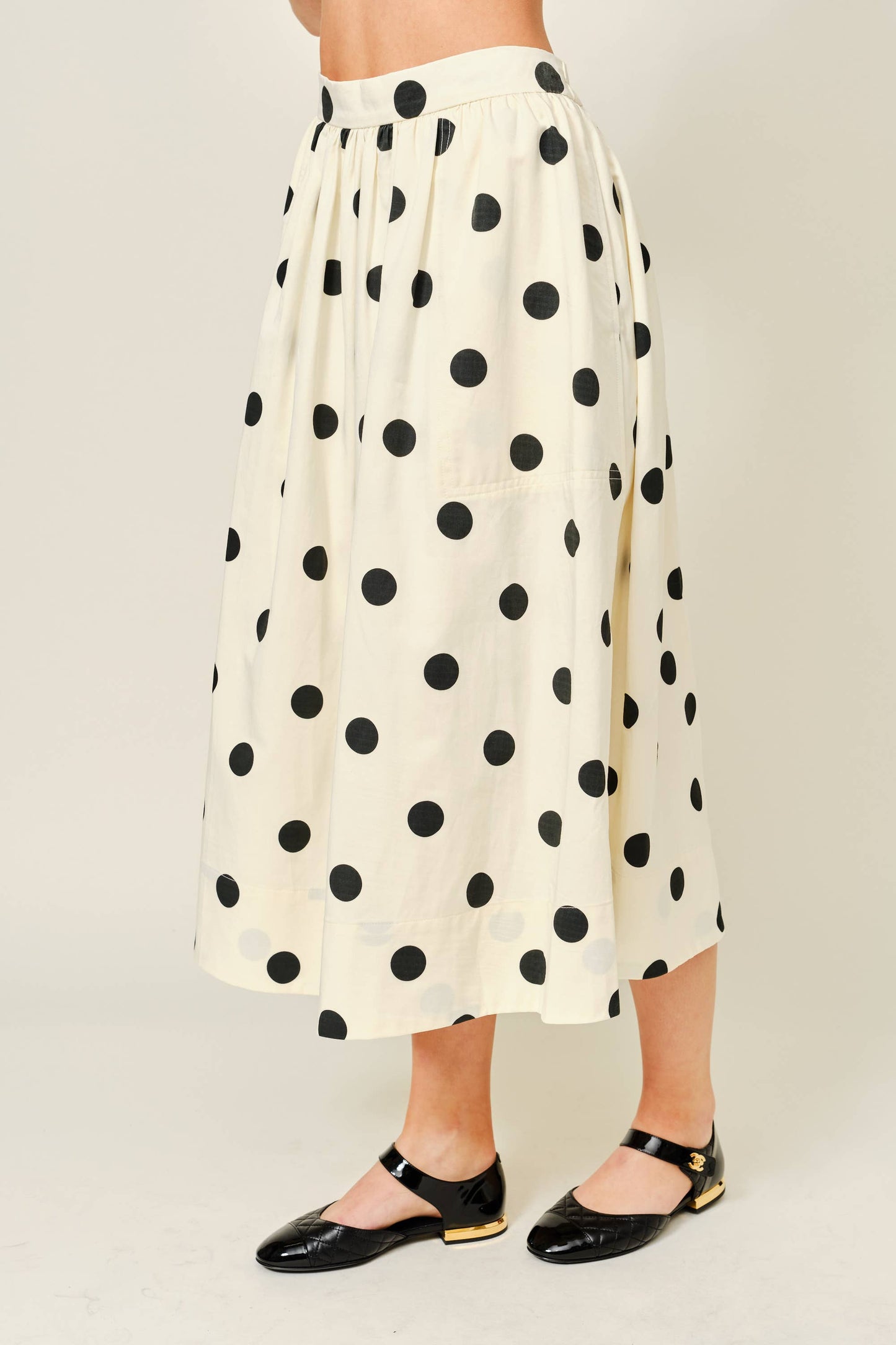 Dot Print Midi Full Skirts