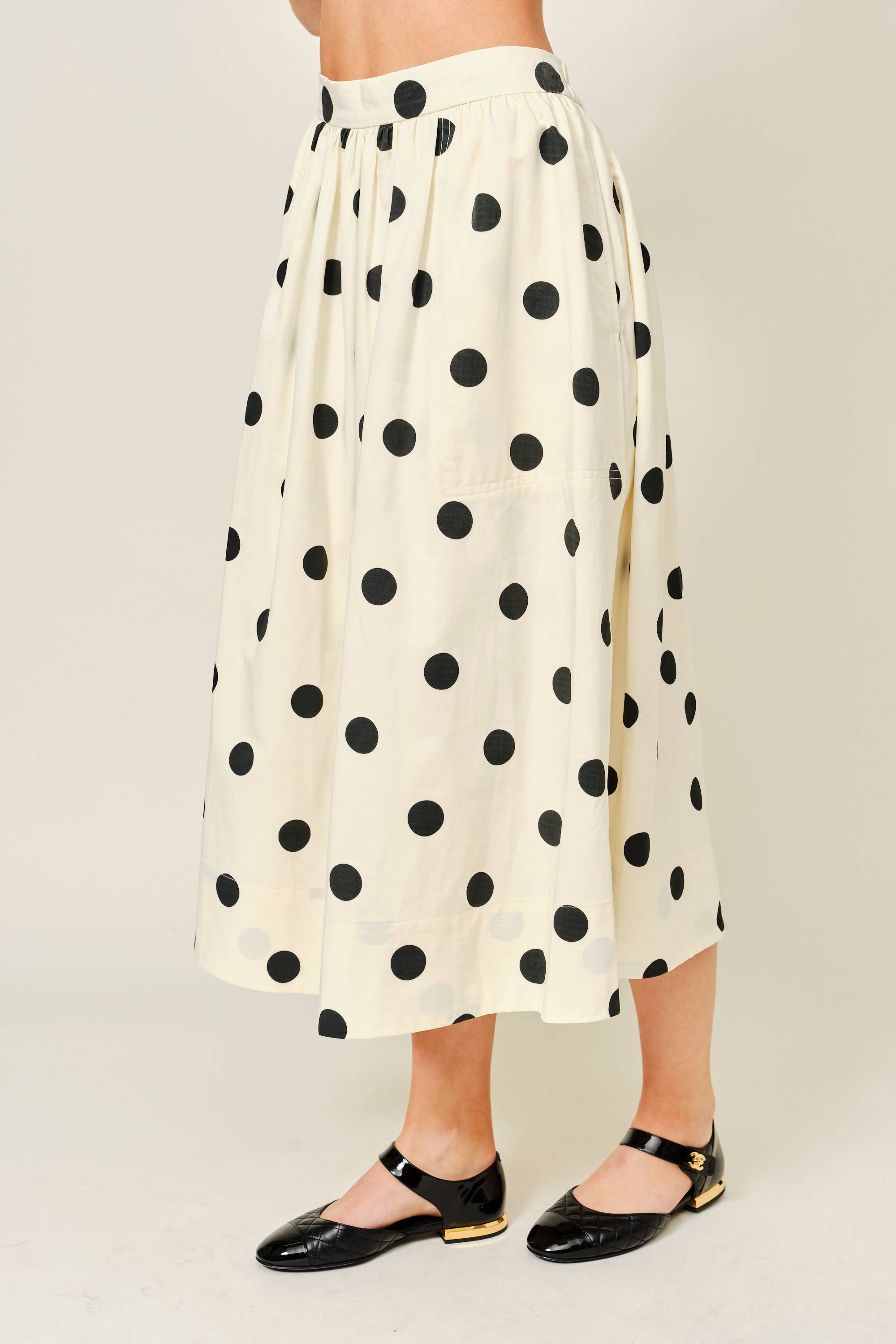 Dot Print Midi Full Skirts