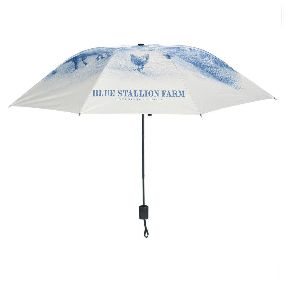 Blue Farm Illustration Umbrella