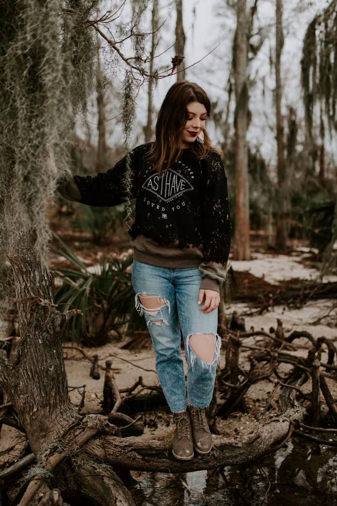 Love One Another Bleached Black Sweatshirt