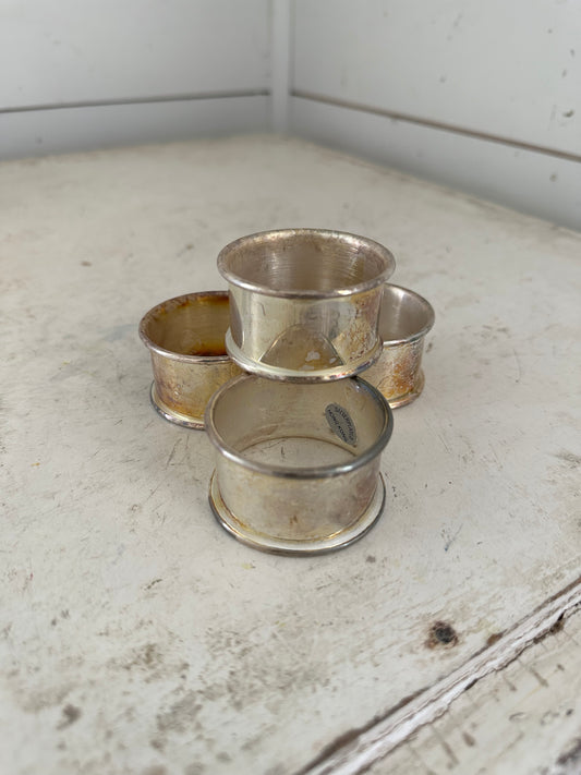 Set of 4 Tarnished Silver Napkin Rings