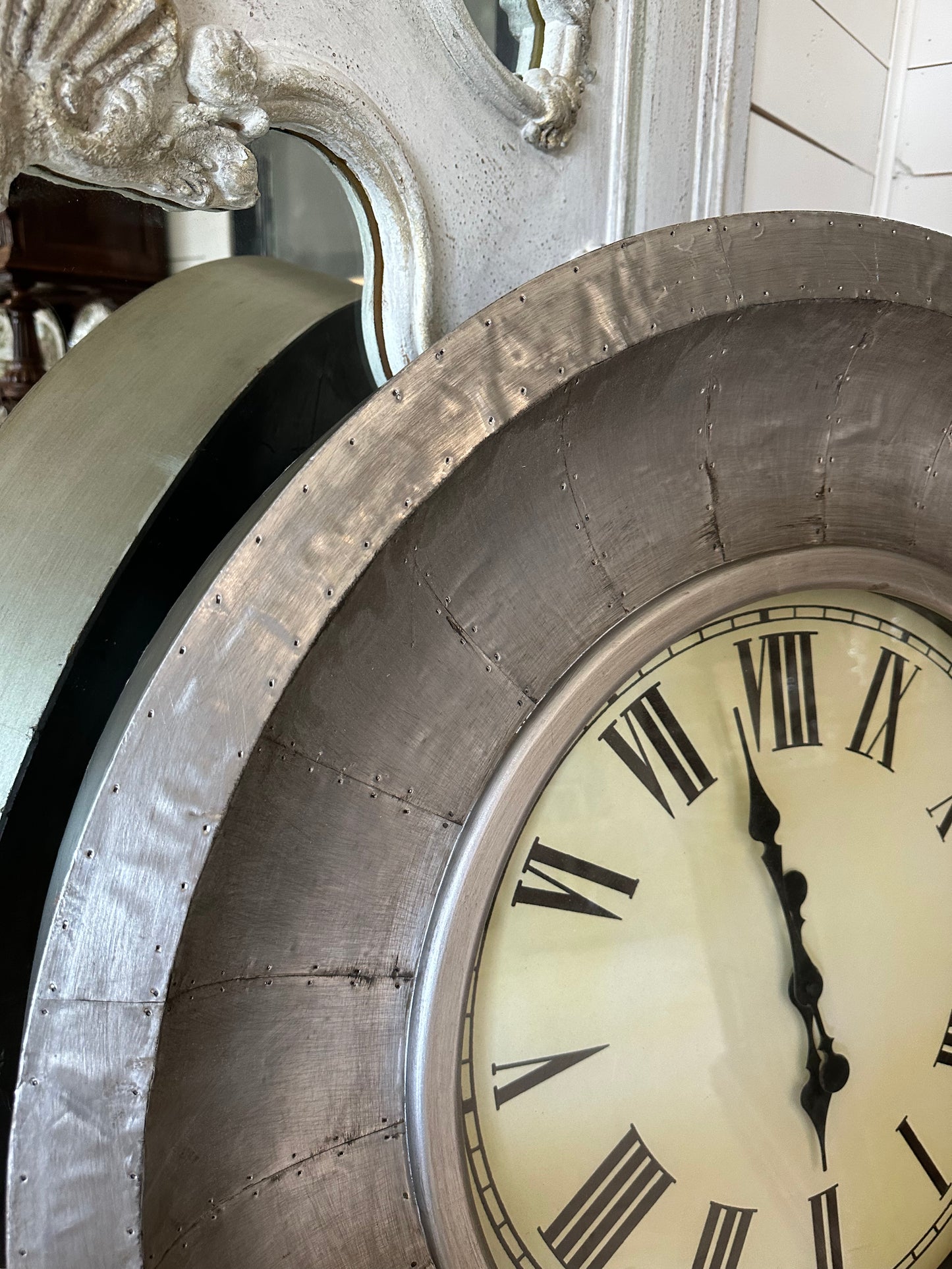 Oversized Clock with Tin Frame