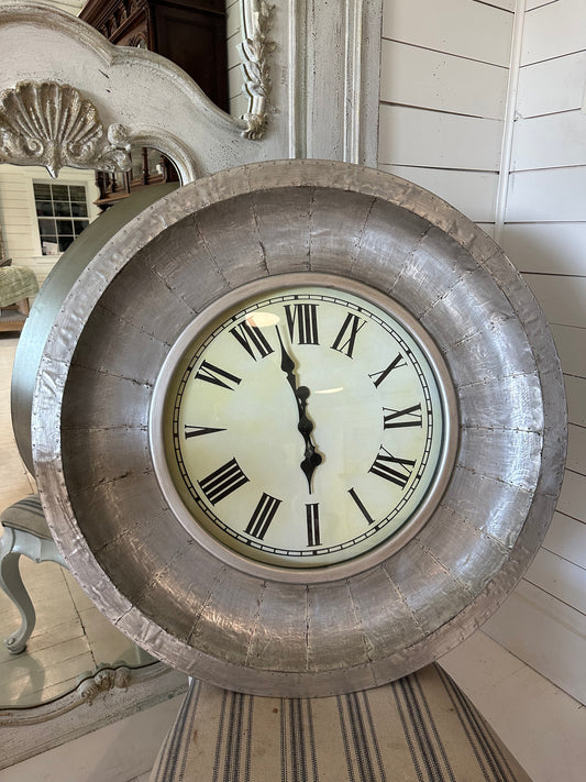 Oversized Clock with Tin Frame