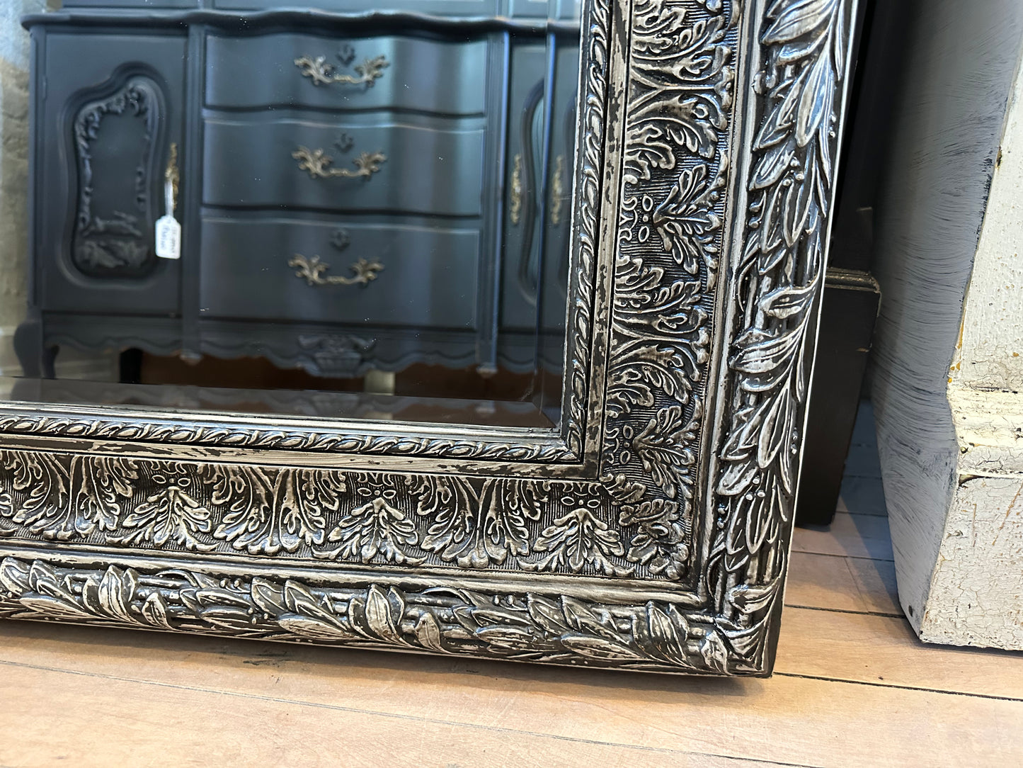 Weathered Wood Hand Painted Ornate Mirror