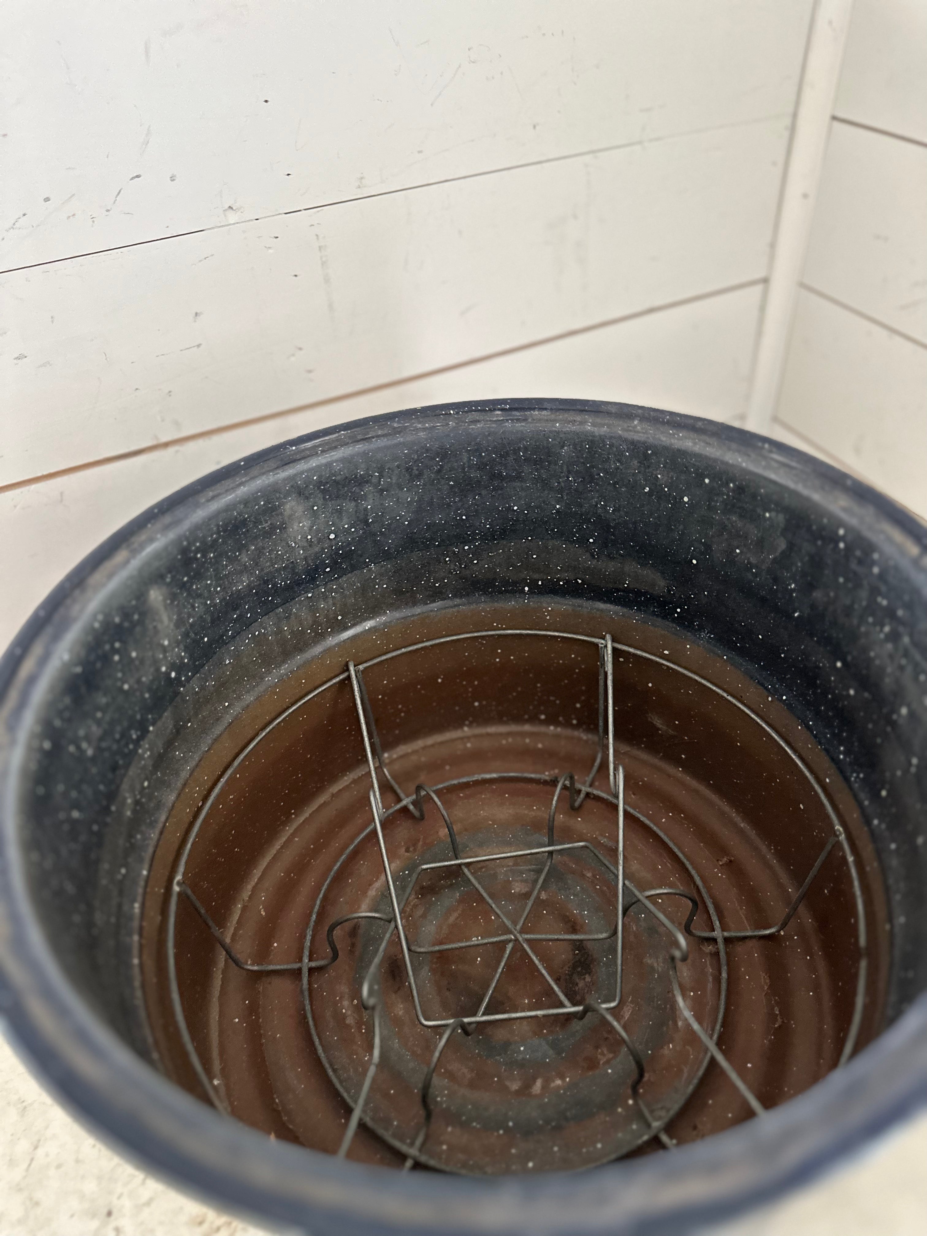 Vintage Enamel Canner with Jar Lifting Rack