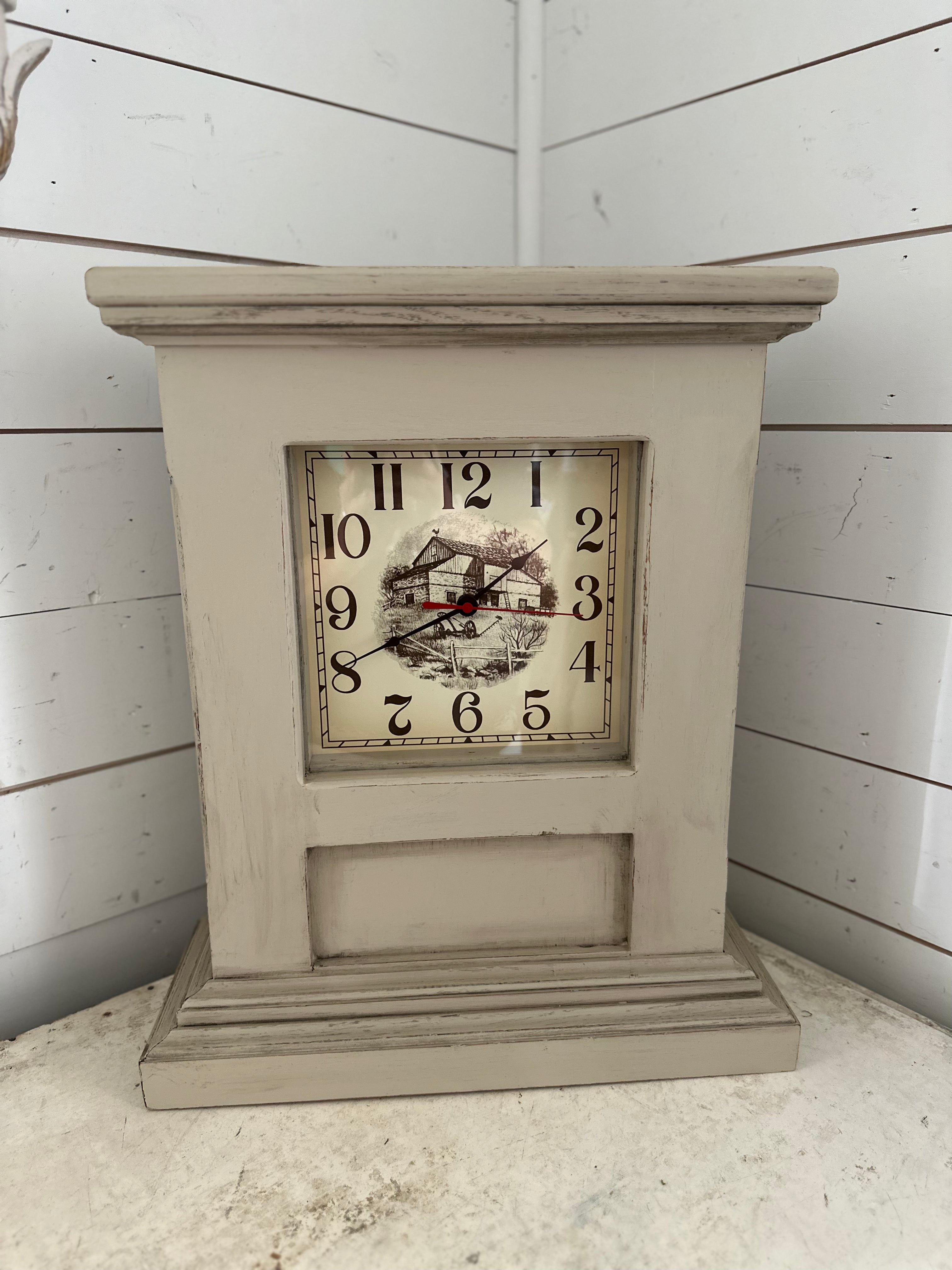 Farmhouse Shelf Clock handpainted