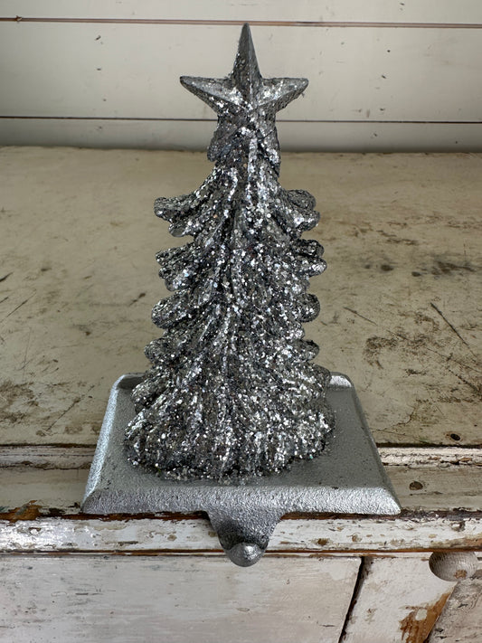 Silver Glitter Stocking Holder