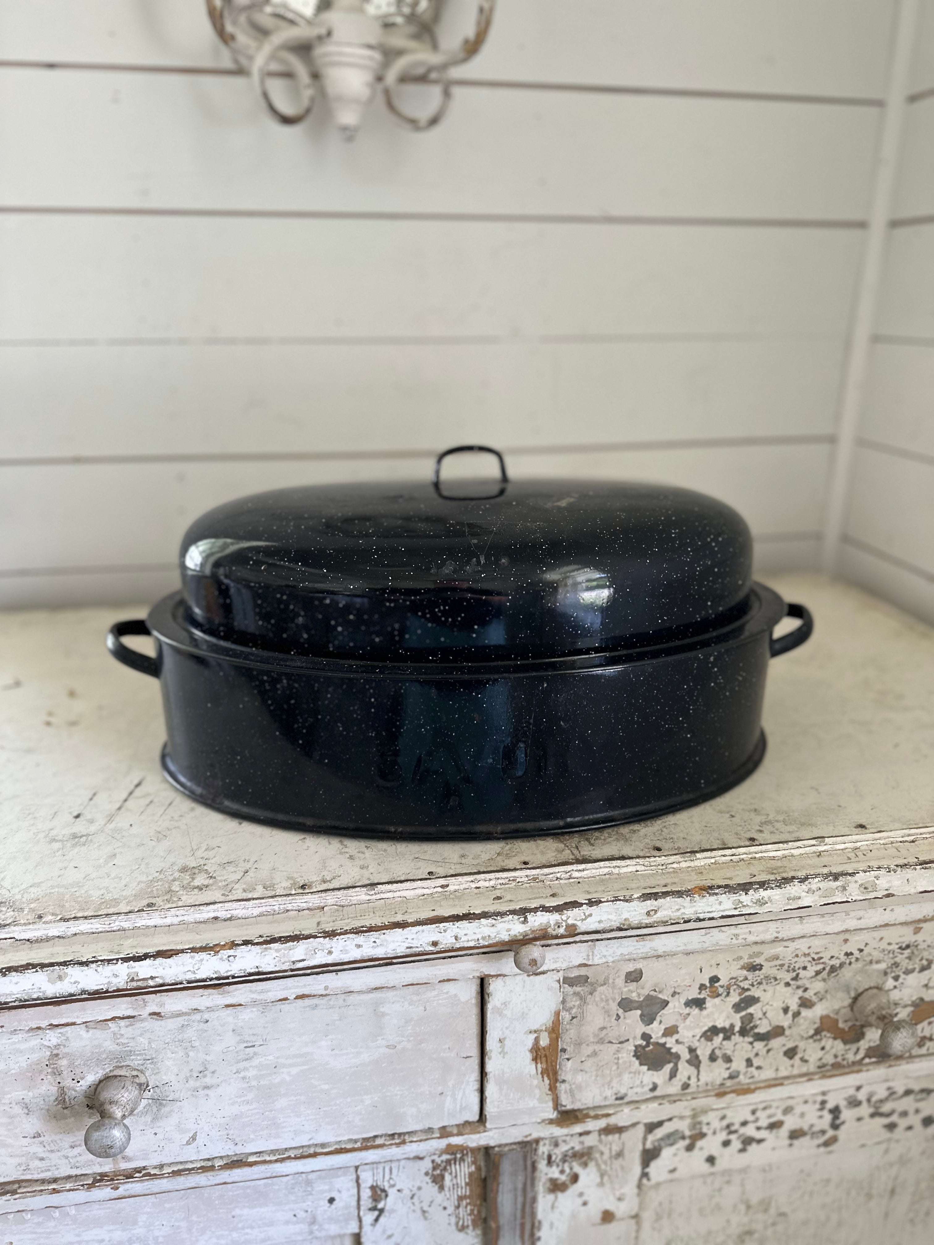 Black Speckeled Enamel Roaster