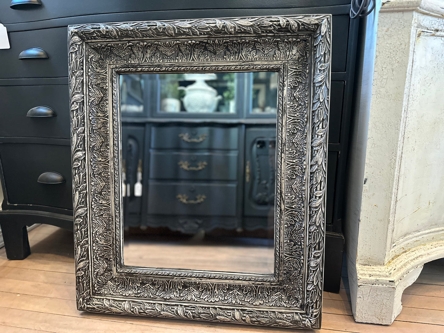 Weathered Wood Hand Painted Ornate Mirror