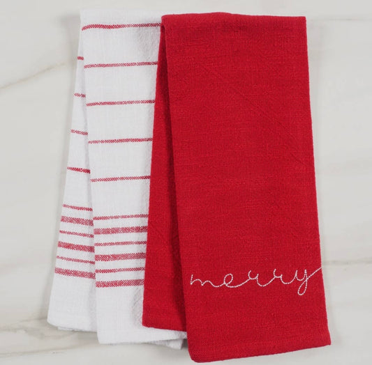 Merry Embroidered Kitchen Towel Set