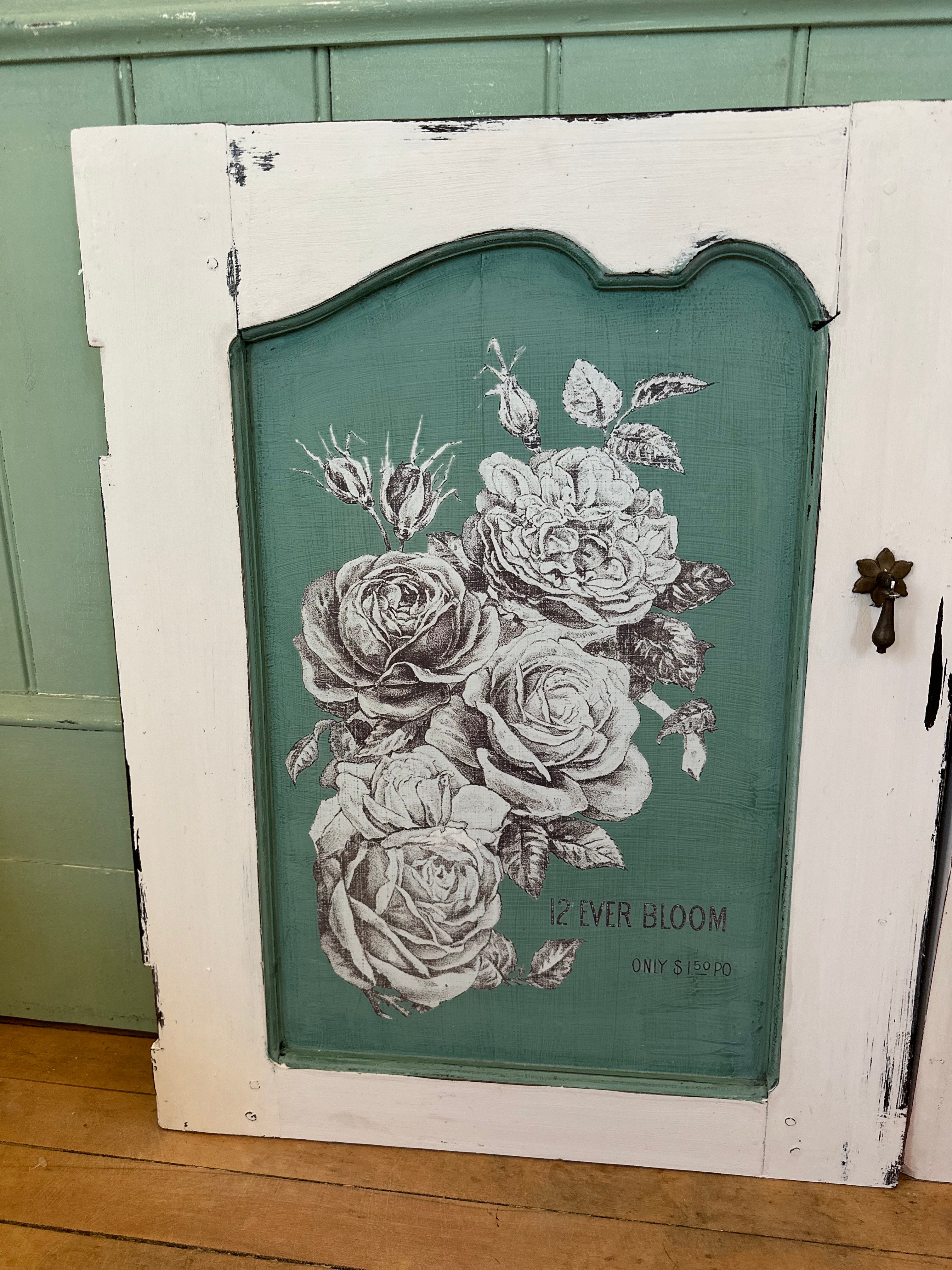Salvage Cabinet Door Rose Art - Sold Individually