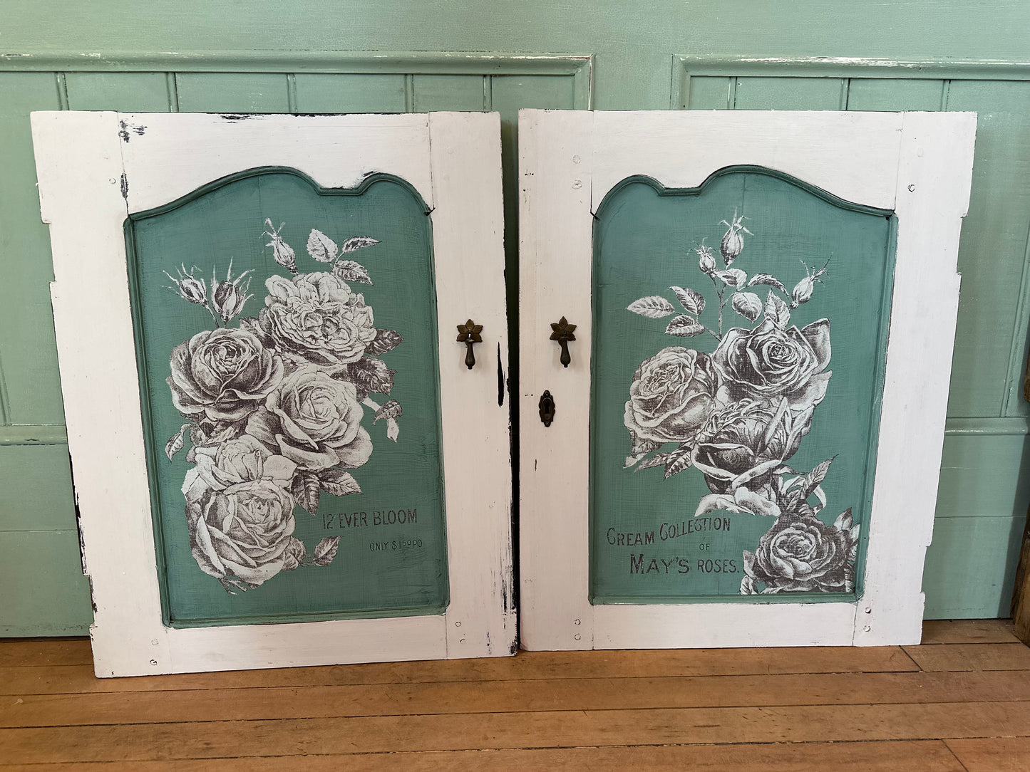 Salvage Cabinet Door Rose Art - Sold Individually