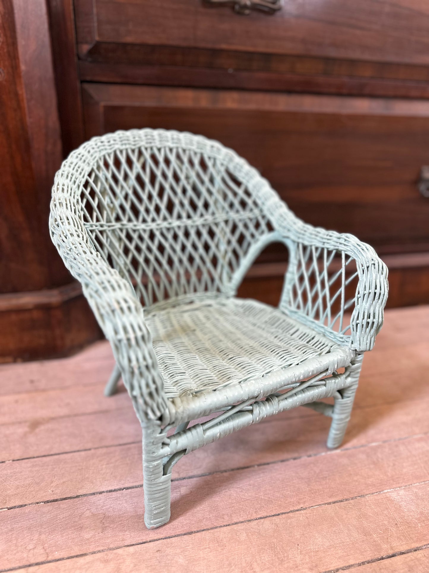 Wicker Doll Chair hand painted