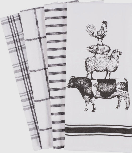Stacked Farm Animal Tea Towel Set