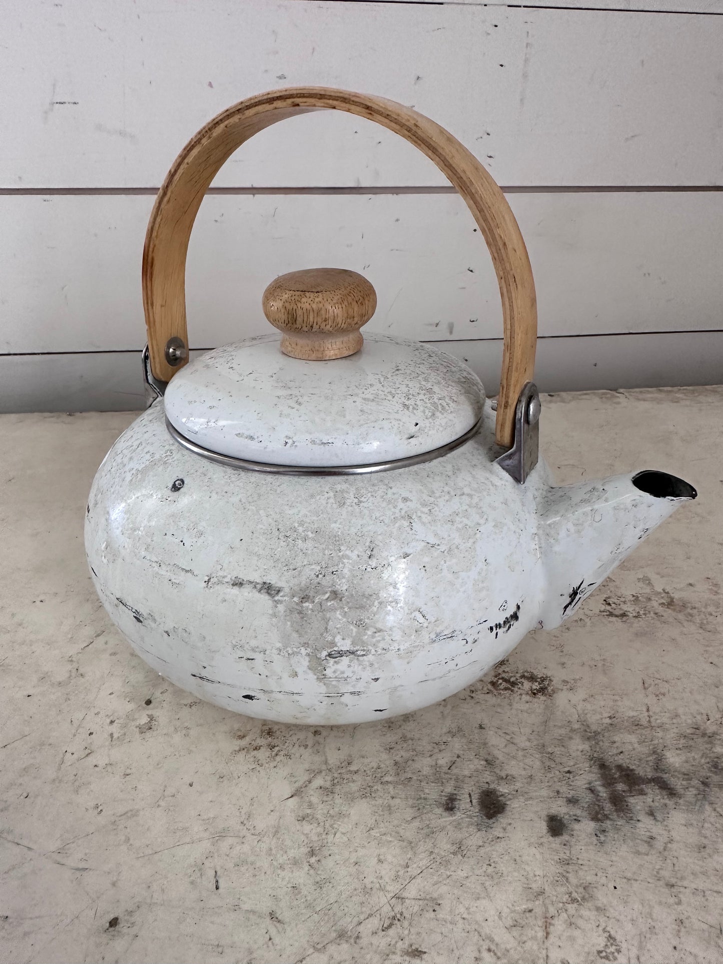 Enamel & Wood Teapot