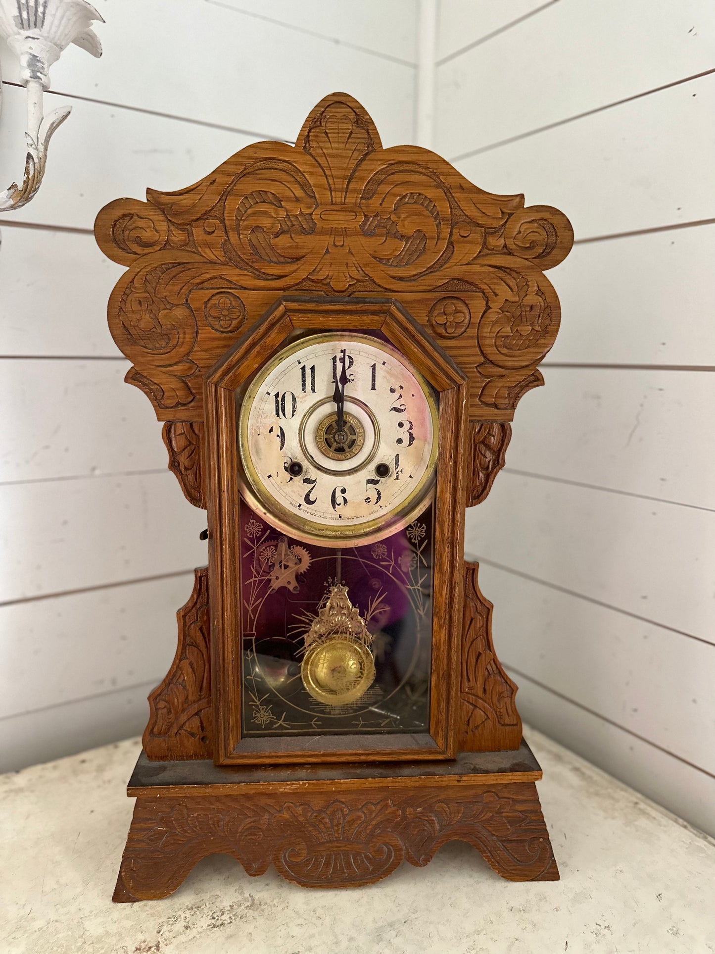 Antique New Haven Clock Company Shelf Clock