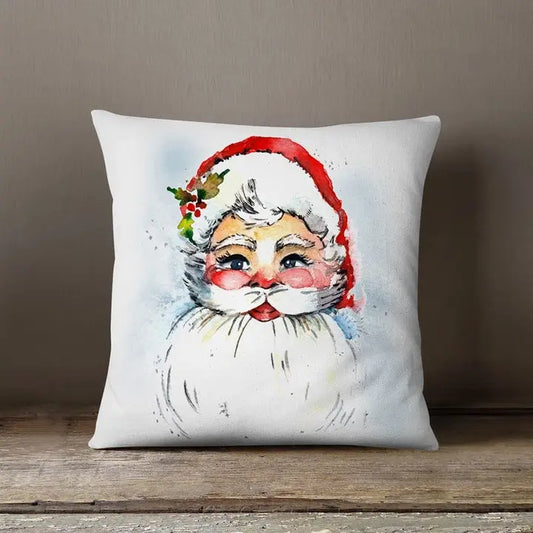 Christmas Santa Watercolor Pillow Cover