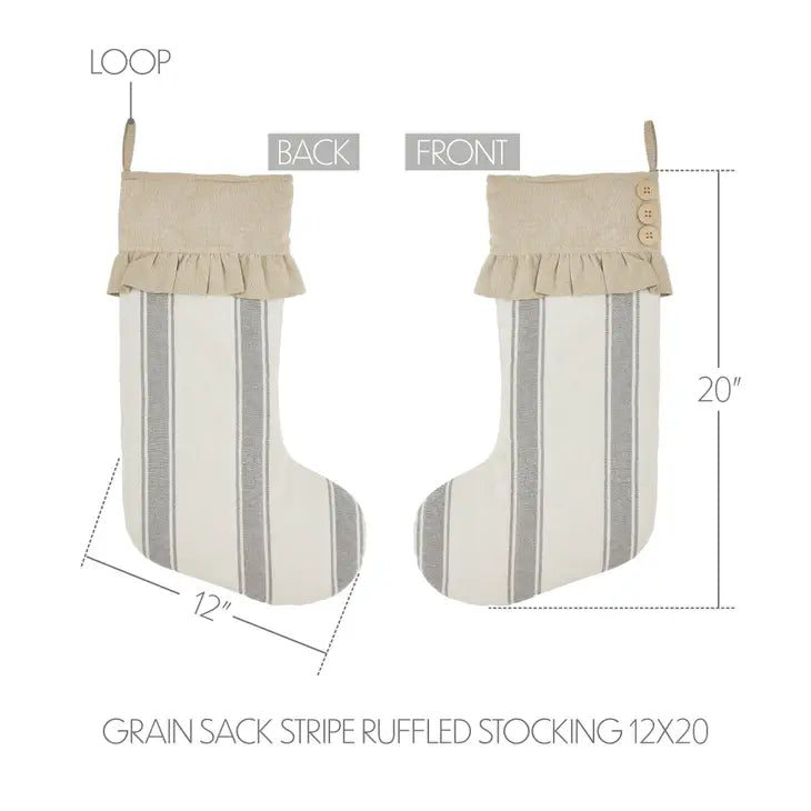 Grain Sack Striped Ruffled Stocking