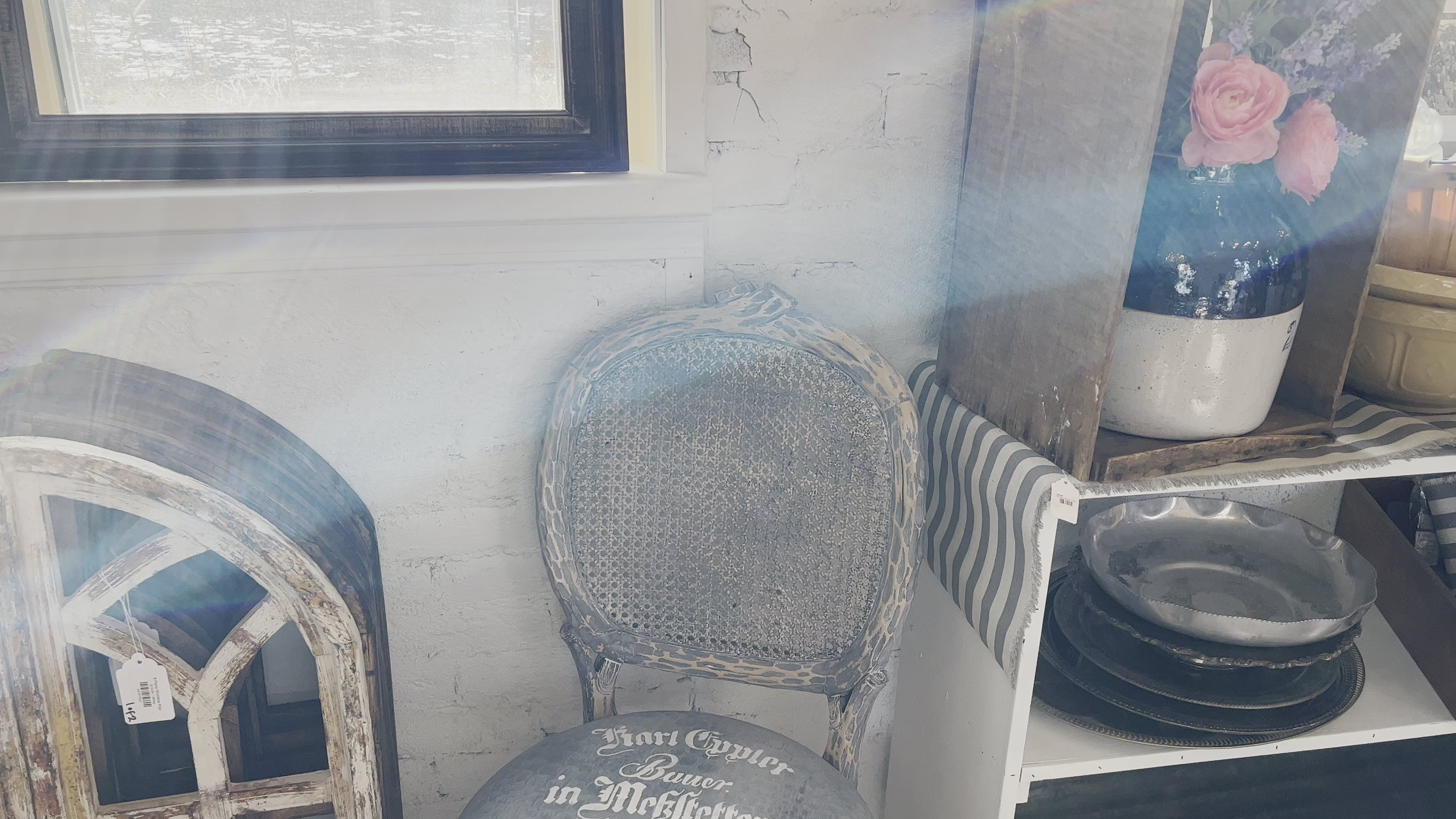 Faux Bois Chair with Hand Stenciled Seat