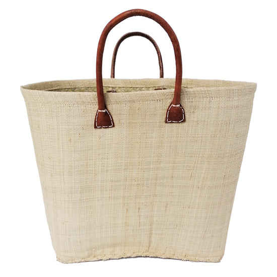 Woven Handmade French Basket with leather handles