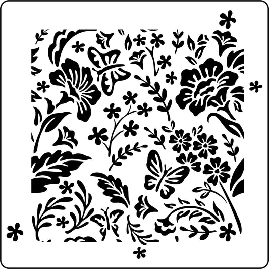 Butterflies and Flowers Tile | JRV Stencil