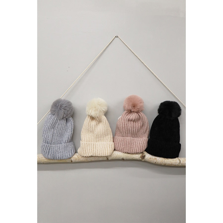 Chenille Pom Beanie