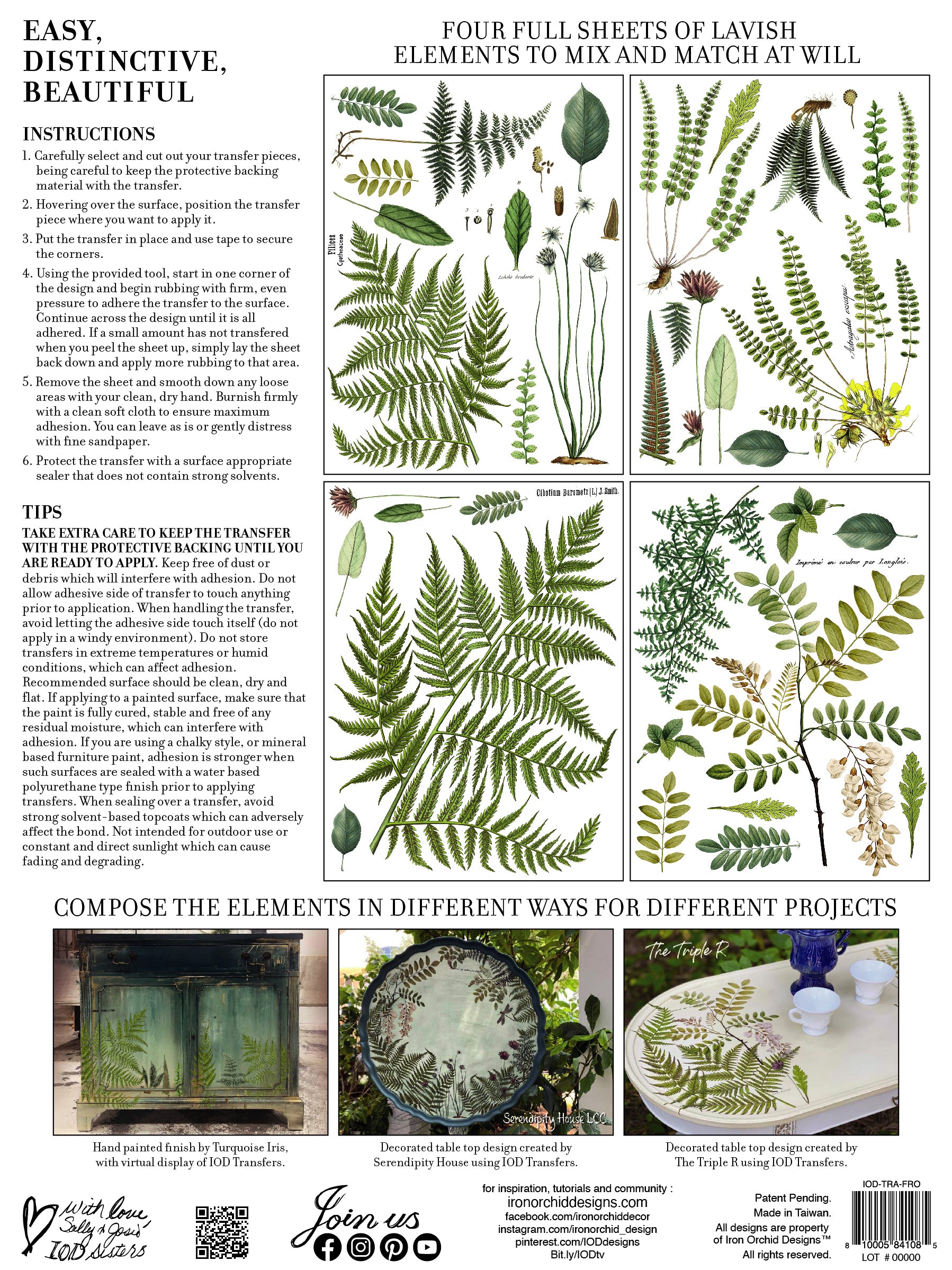 Fronds Botanticals | Transfer | IOD Iron Orchid Designs