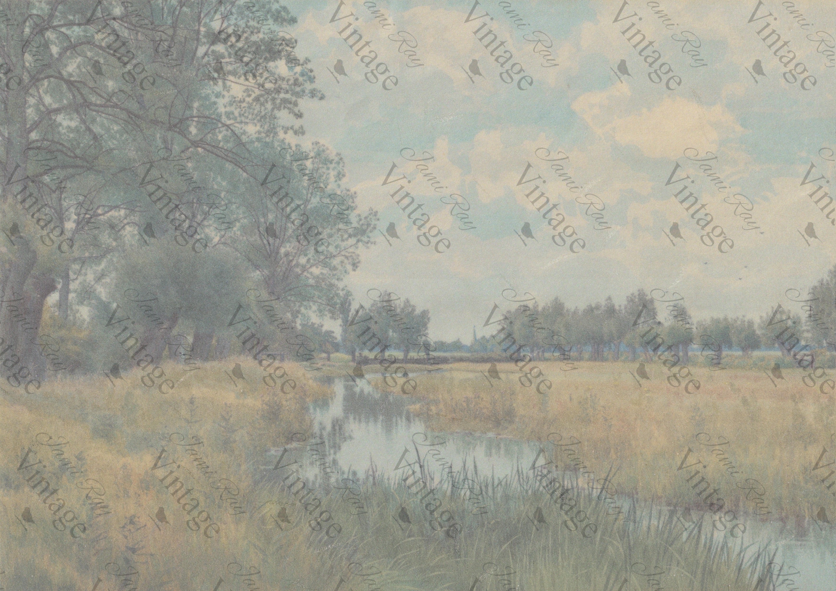 Pastoral River | JRV A4 Rice Paper – Jami Ray Vintage