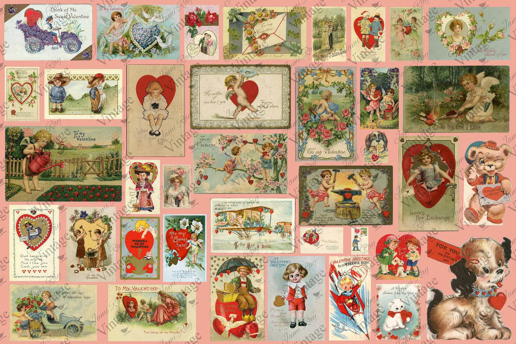 Vintage Valentine JRV Large 18# Paper - Right Side Cut Off