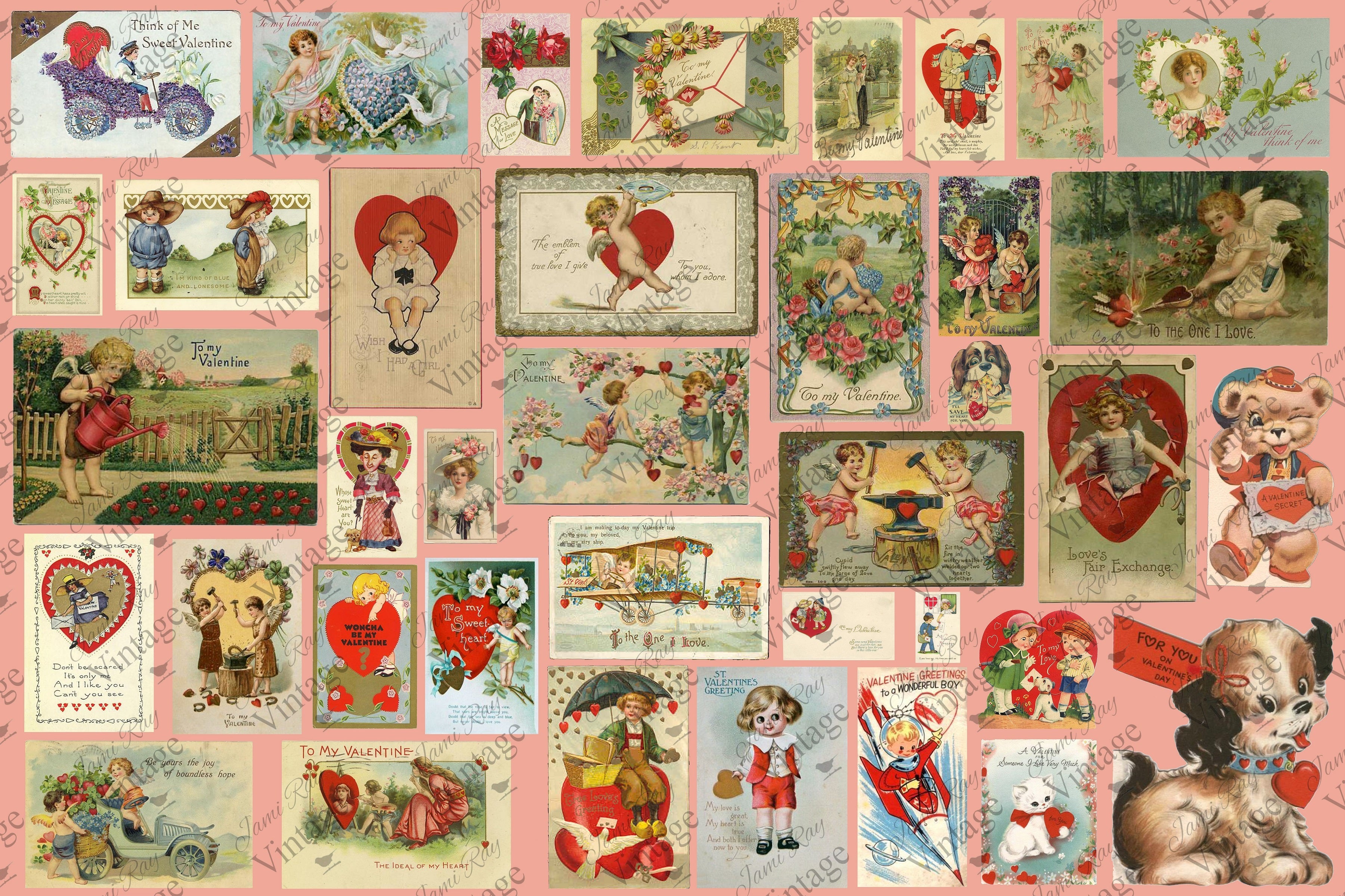 Vintage Valentine JRV Large 18# Paper - Right Side Cut Off