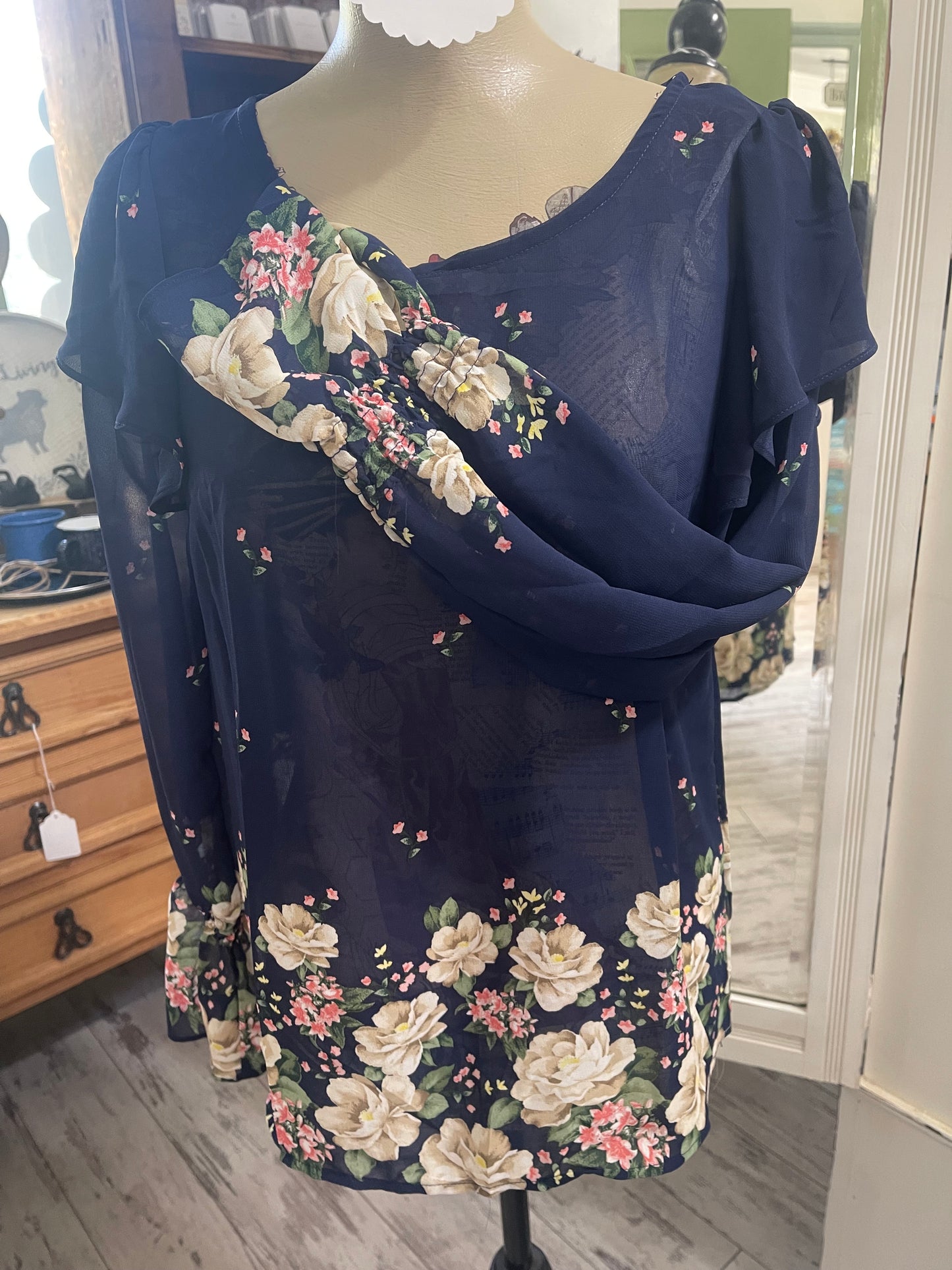Floral Bell Sleeves Blouse- SIZE SMALL