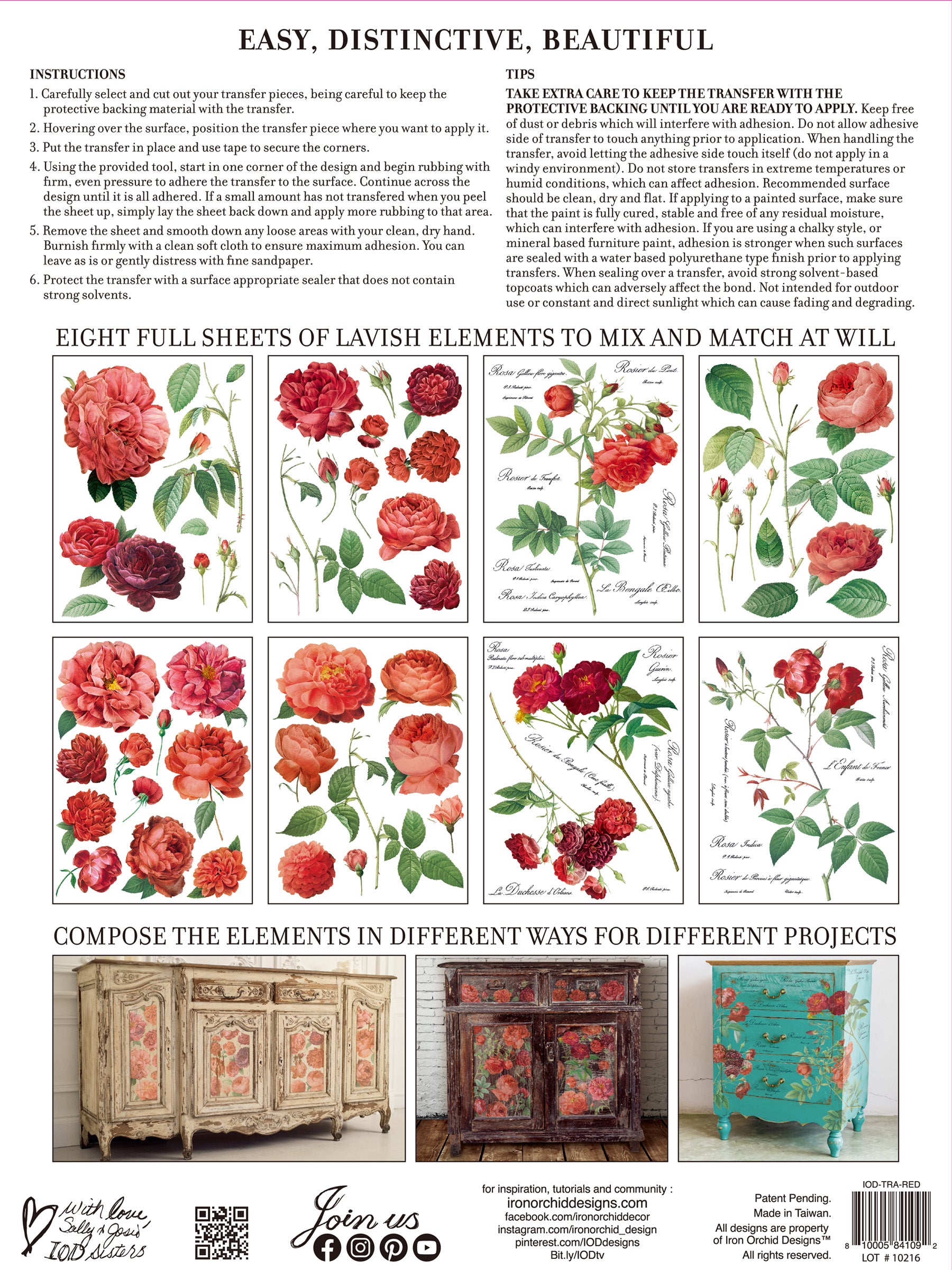 Redoute II | Transfer | IOD Iron Orchid Designs