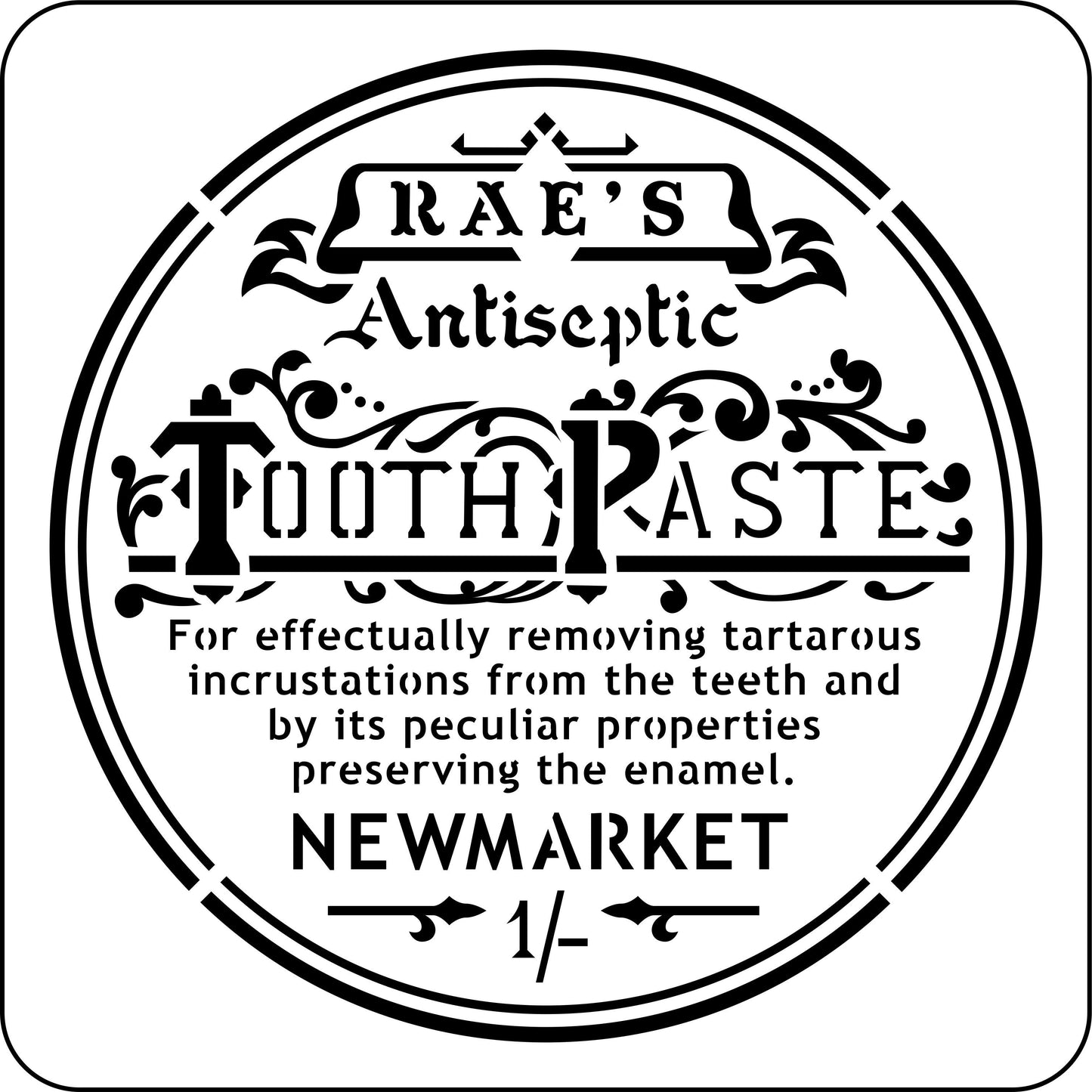 Rae's Toothpaste Label | JRV Stencils