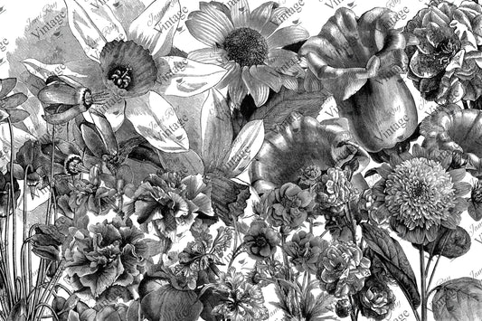 JRV Decoupage Paper - Black and White Floral – Goodson Vintage