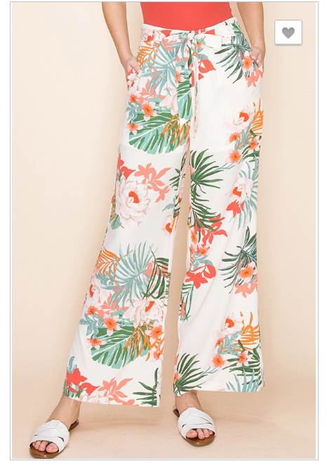 Floral Print Wide Leg Pants