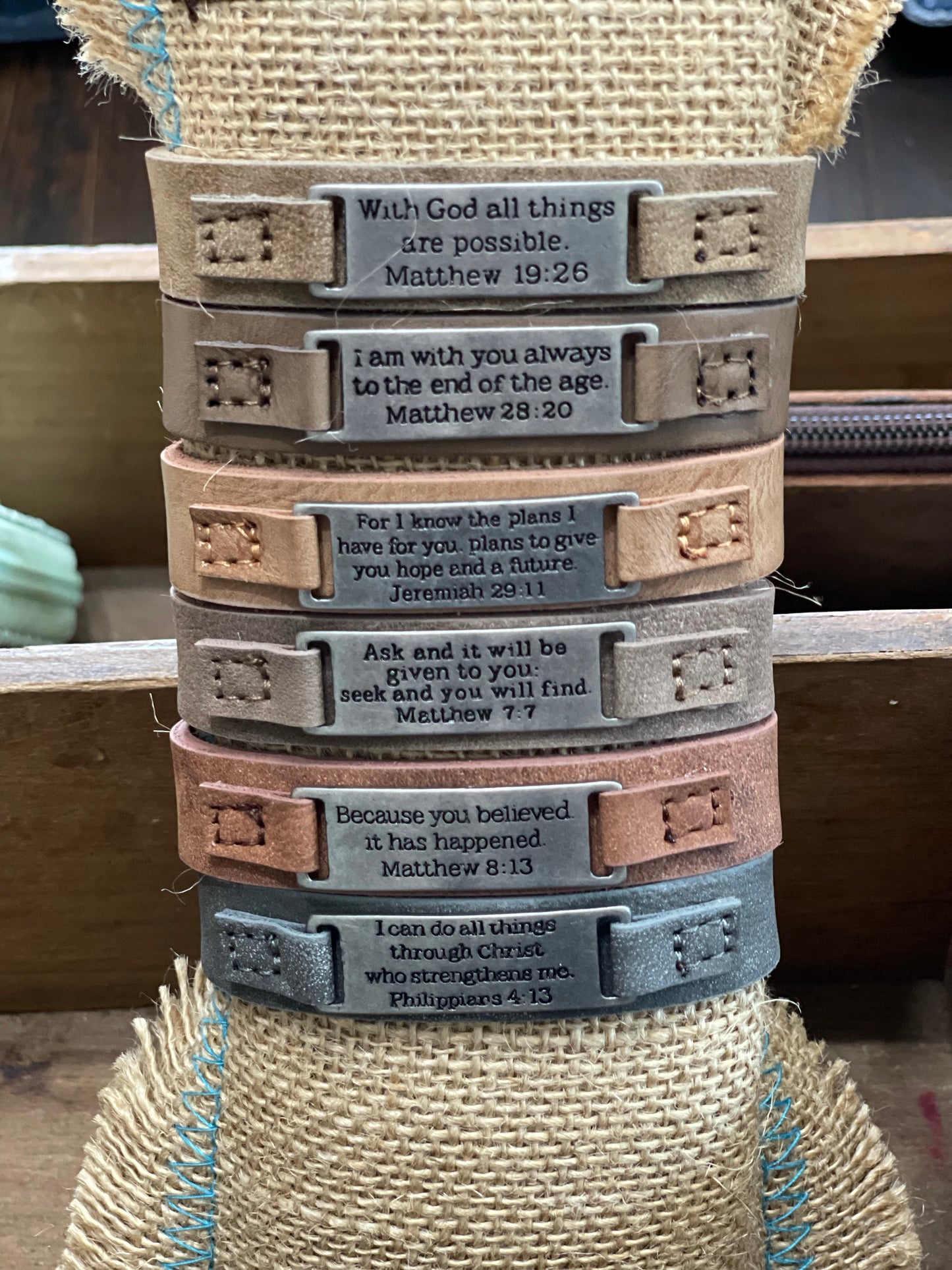Leather Scripture Bracelet