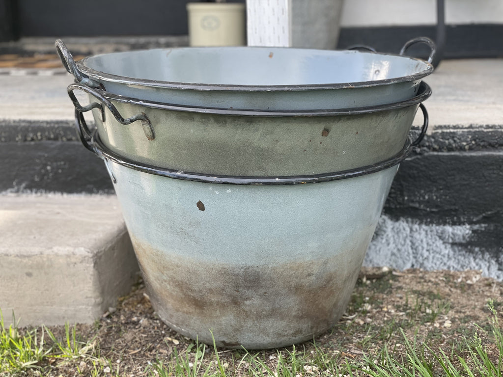 Giant European Enamel Bucket with handles