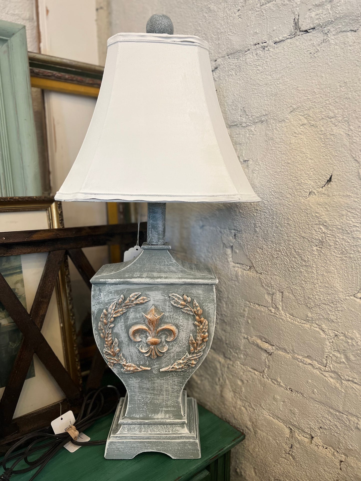French Country Hand painted lamp and shade